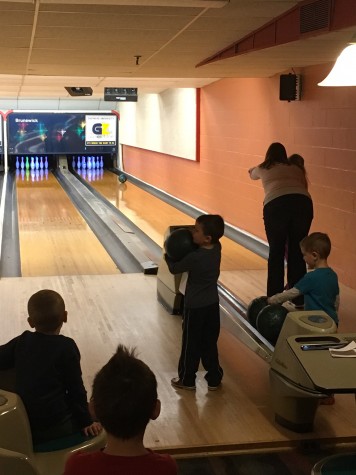 children and chaperons bowling at The Game Zone.