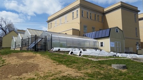 Shepherd University's sustainability site, where university students and teachers perform research on alternative energy and agricultural practices. 