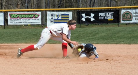 Courtney Clemons sliding safely under the tag by UVA-Wise shortstop