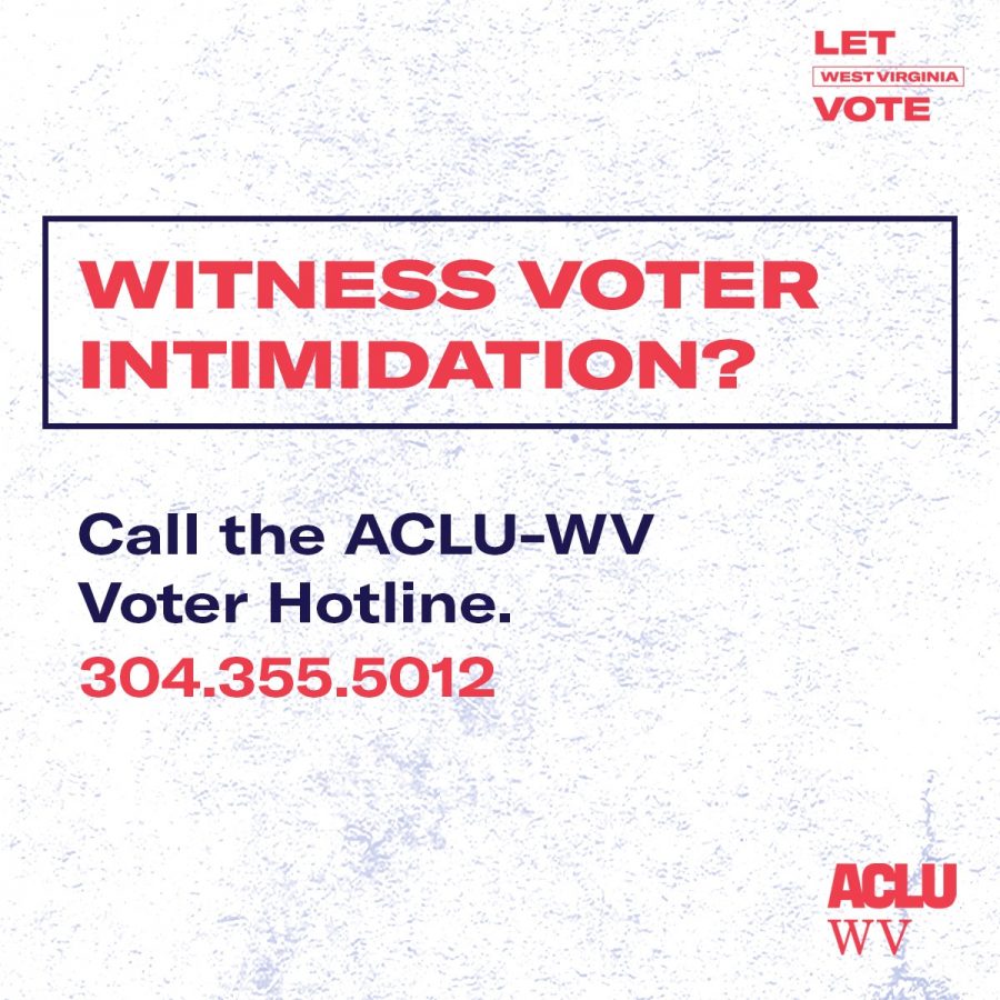 ACLU-WV voter hotline info. Photo courtesy of the ALCU-WV.